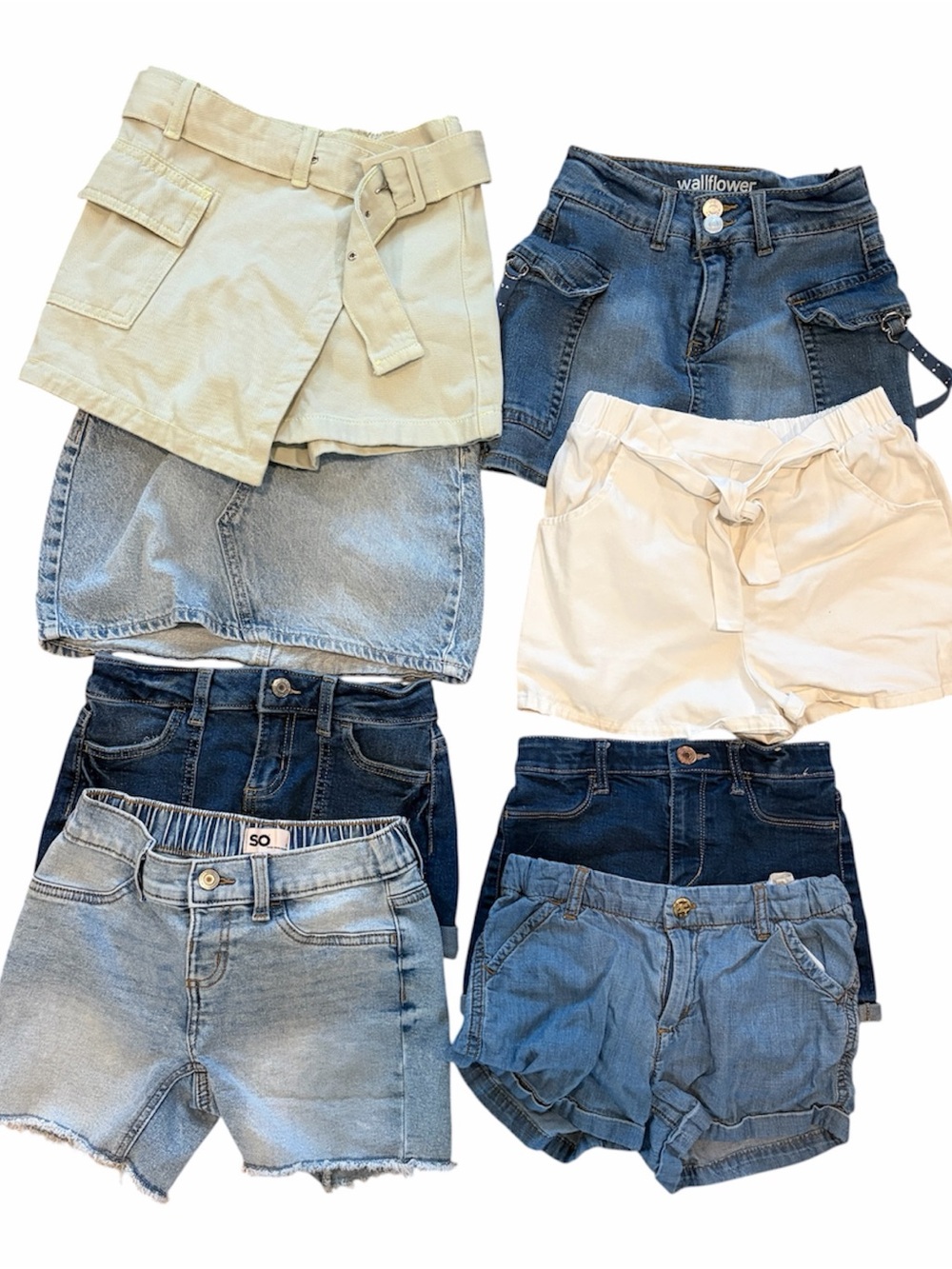 Lot 6 Pairs Denim White Blue Skirt Skirt Short Little Girl’s Size 7 8